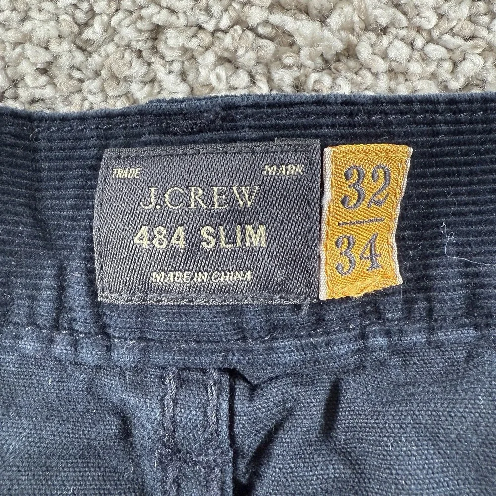 Vintage J Crew Pants Mens 32 Blue Slim Dark Navy Chino‎ Corduroy Preppy Casual